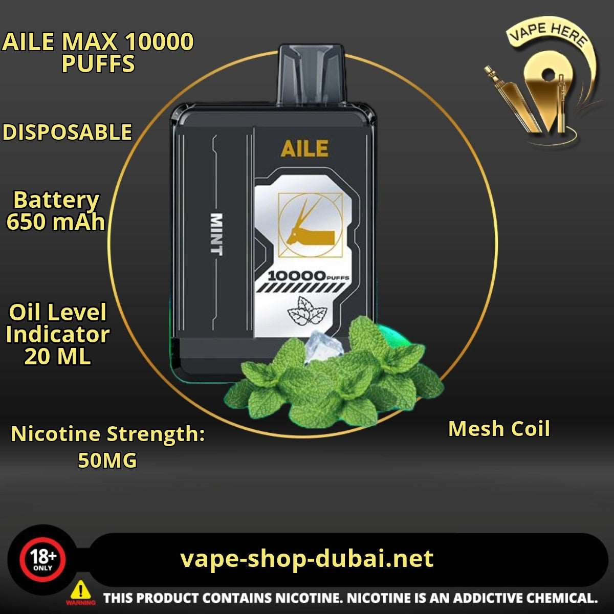 AILE MAX 10000 PUFFS DISPOSABLE VAPE - Vape Here Store