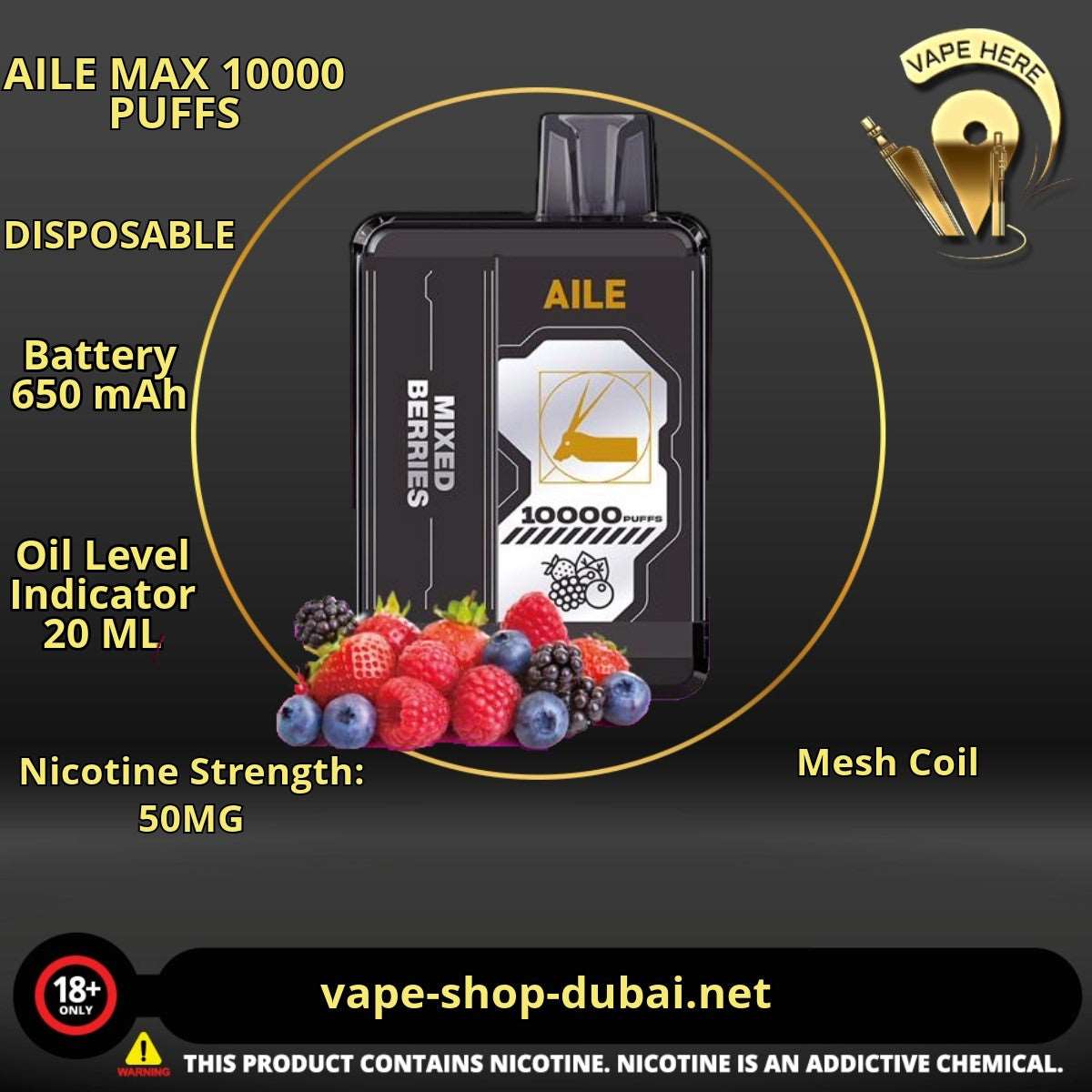 AILE MAX 10000 PUFFS DISPOSABLE VAPE - Vape Here Store