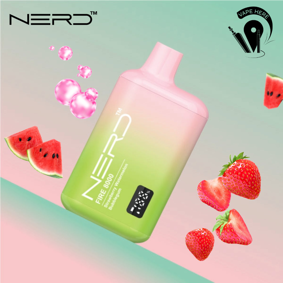 NERD FIRE 8000 PUFFS DISPOSABLE VAPE Strawberry Watermelon Bubblegum UAE fujairah