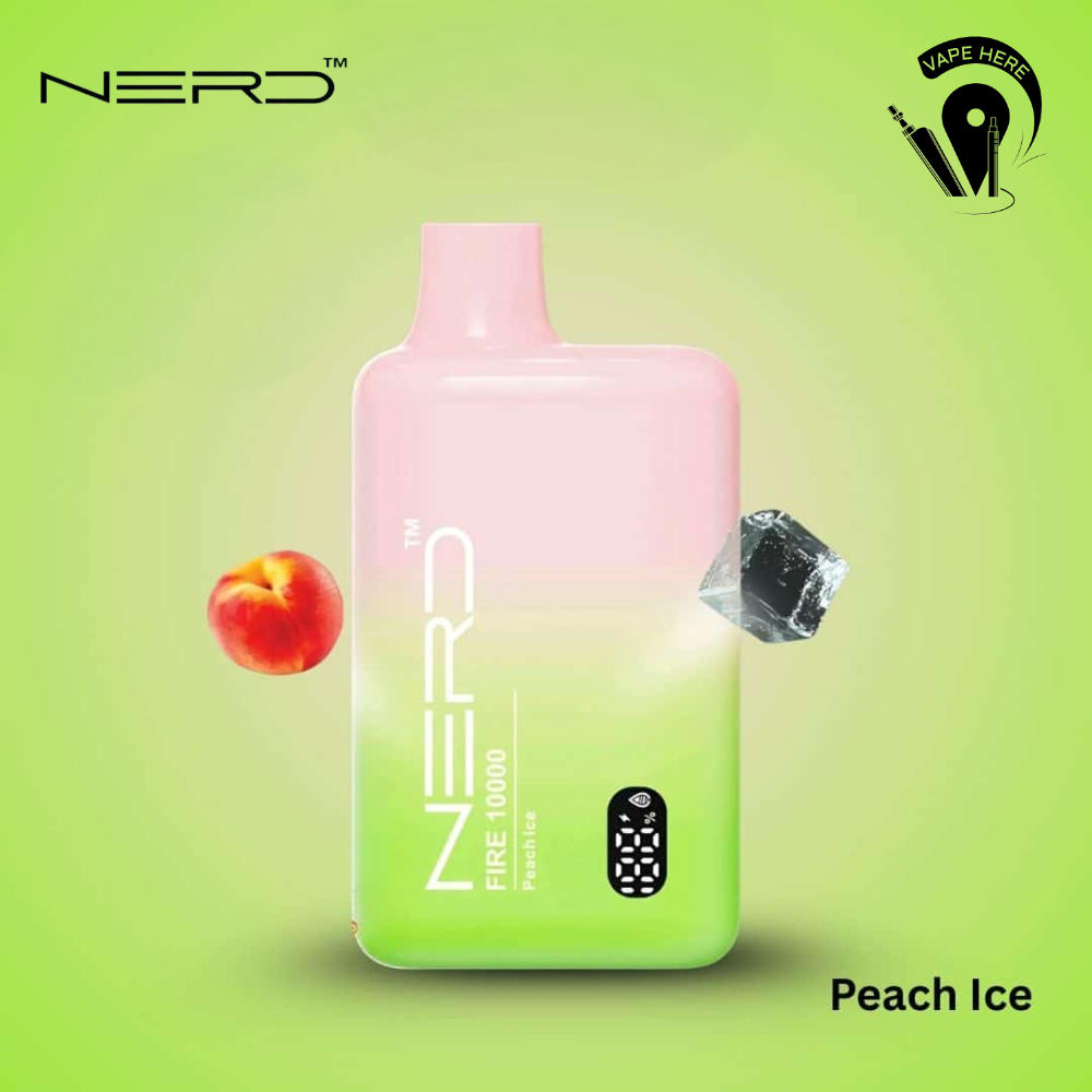NERD FIRE 10K PUFFS DISPOSABLE VAPE LCD display Peach Ice UAE Dubai