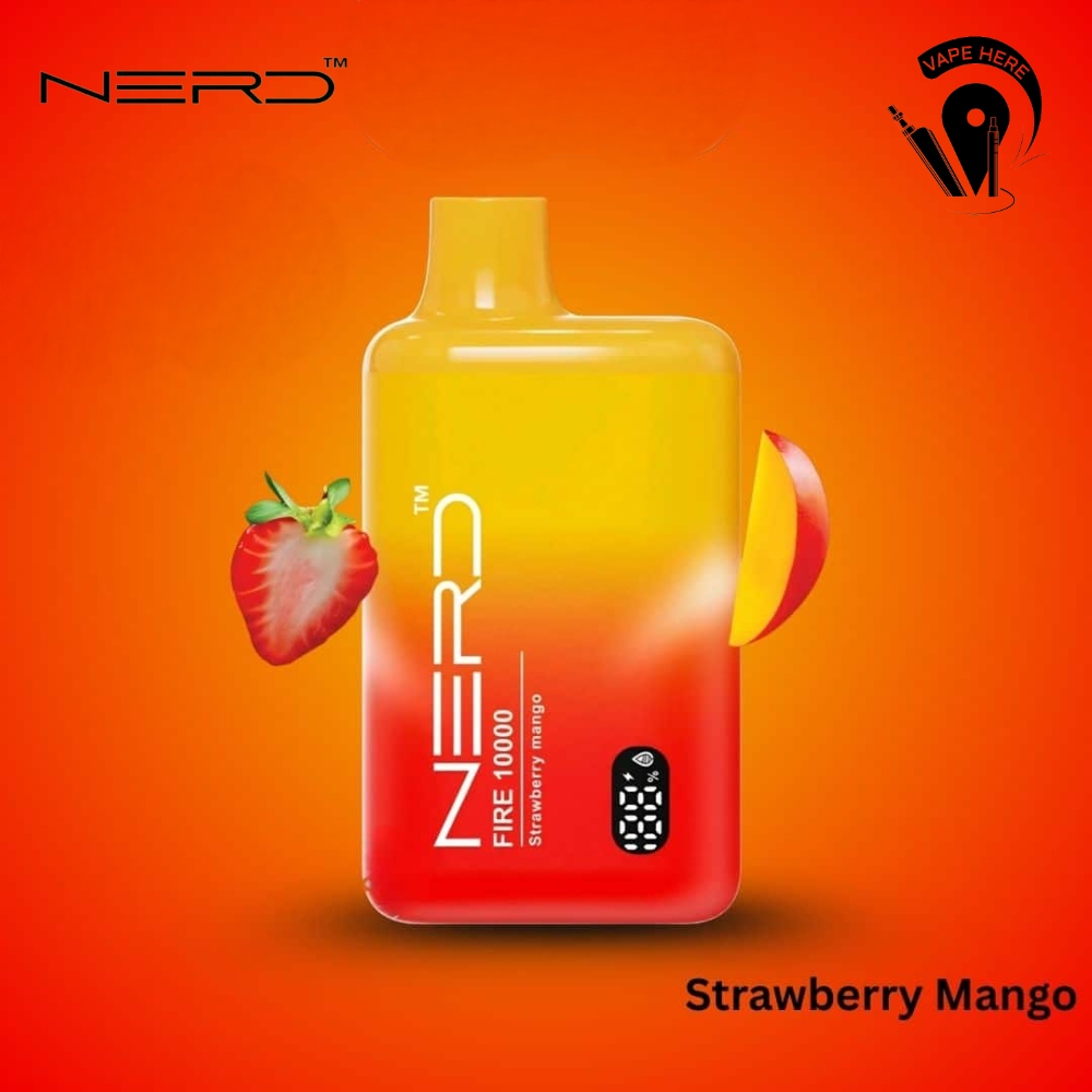 NERD FIRE 10K PUFFS DISPOSABLE VAPE LCD display Strawberry Mango UAE Ajman