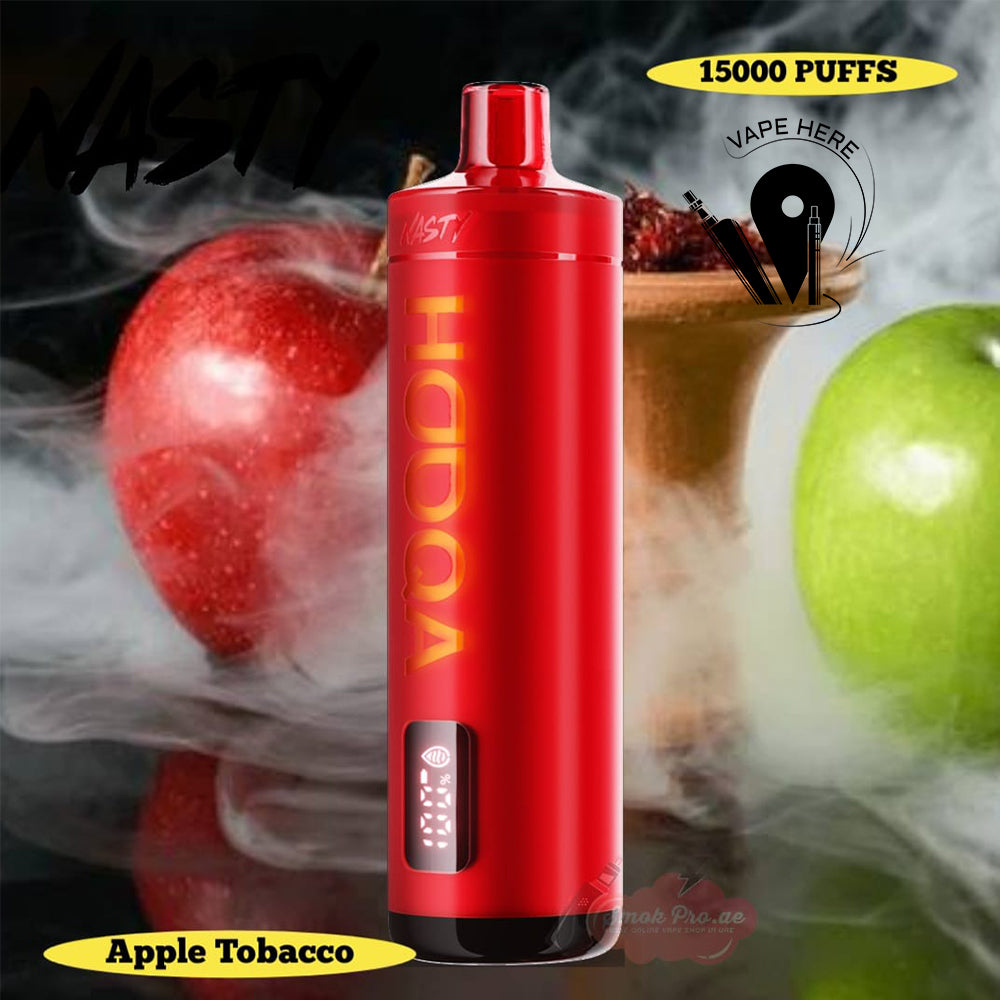 NASTY HOOQA DF15KI 15000 PUFFS SHISHA DISPOSABLE VAPE Apple Tobacco  UAE Ras Al Khaimah