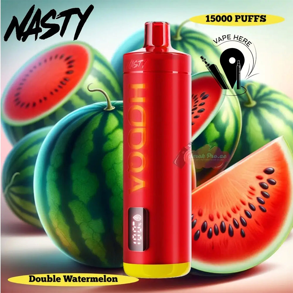 NASTY HOOQA DF15KI 15000 PUFFS SHISHA DISPOSABLE Vape Double Watermelon UAE Abu Dhabi