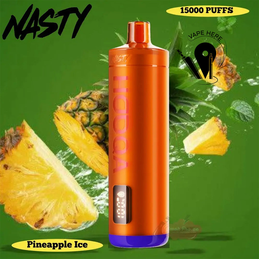 NASTY HOOQA DF15KI 15000 PUFFS SHISHA DISPOSABLE VAPE Pineapple Ice UAE Ruwais 