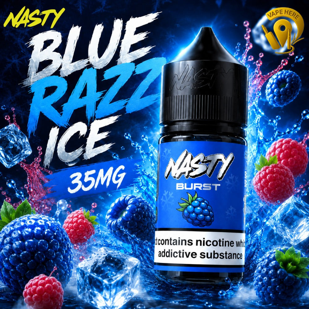Nasty Burst Salt Nicotine E-Liquid 30ML 35MG & 50MG Blue Razz Ice 35mg UAE Al Ain