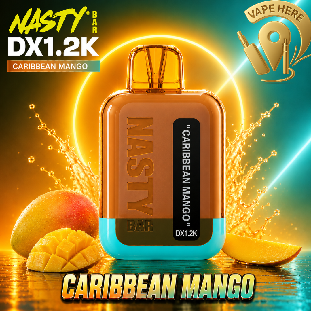 Nasty Bar DX1.2K 20mg Disposable Vape & Caribbean Mango & UAE & Umm Al Quwain