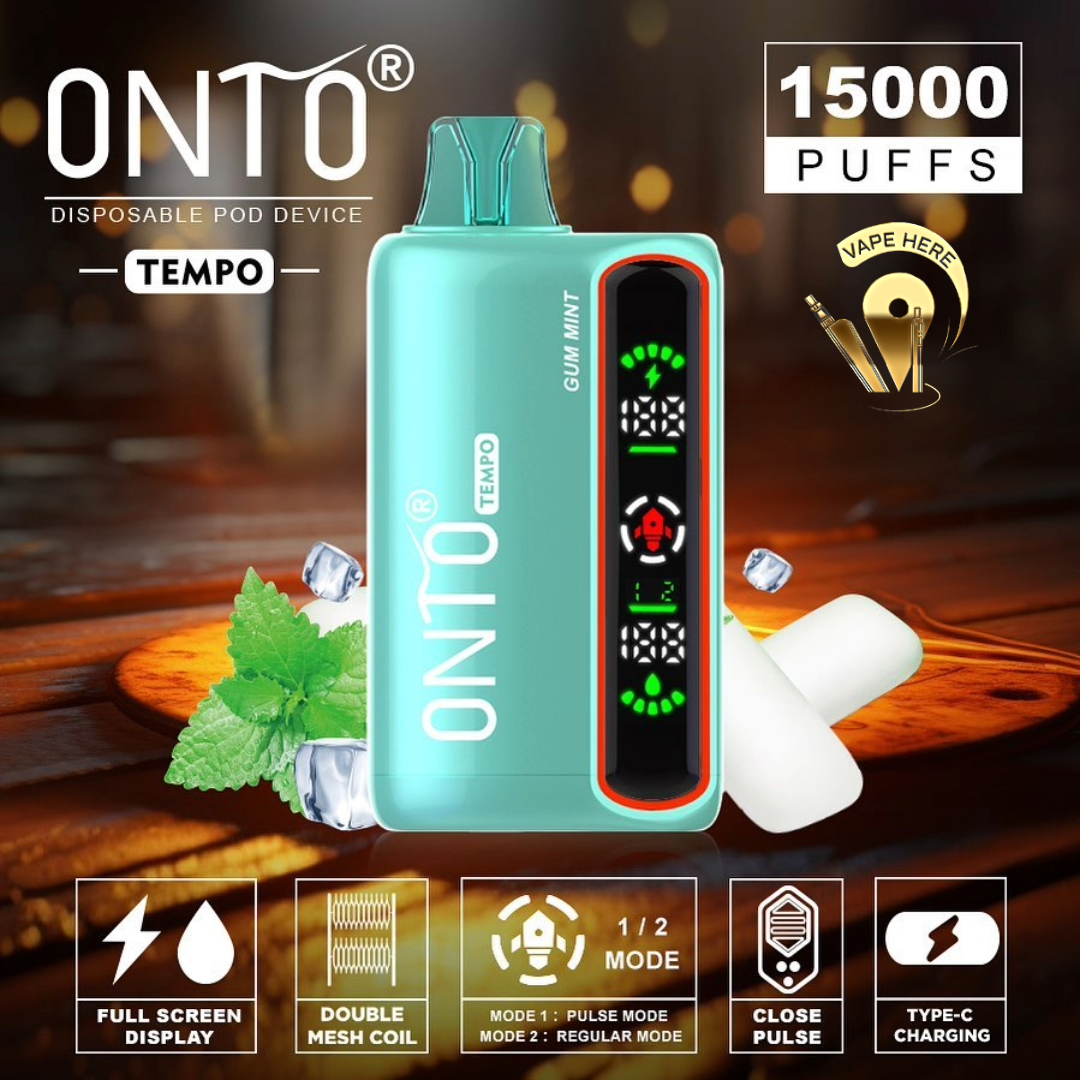 ONTO TEMPO 15000 Puffs Display Disposable Vape Gum Mint UAE Ajman