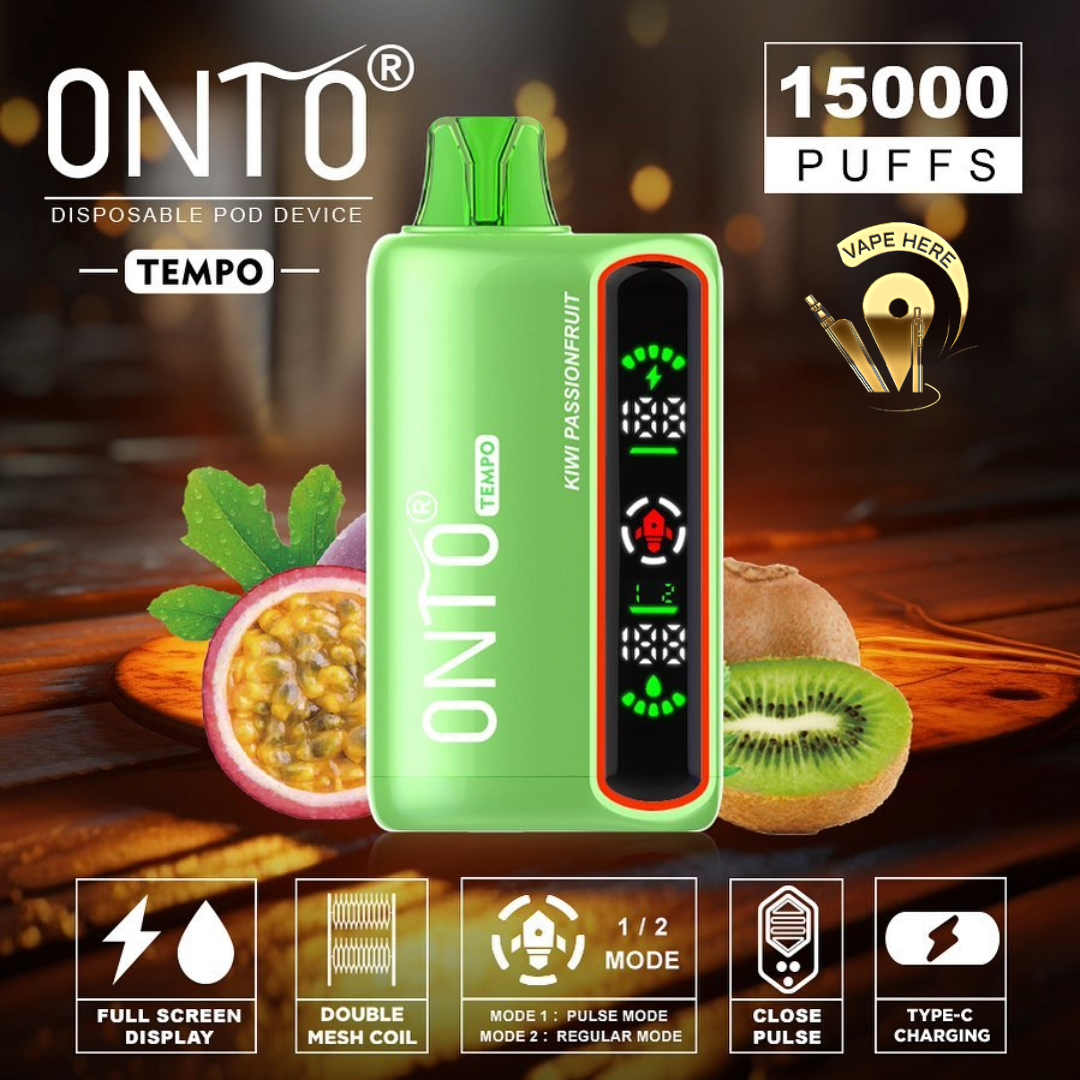 ONTO TEMPO 15000 Puffs Display Disposable Vape Kiwi Passionfruit UAE Sharjah