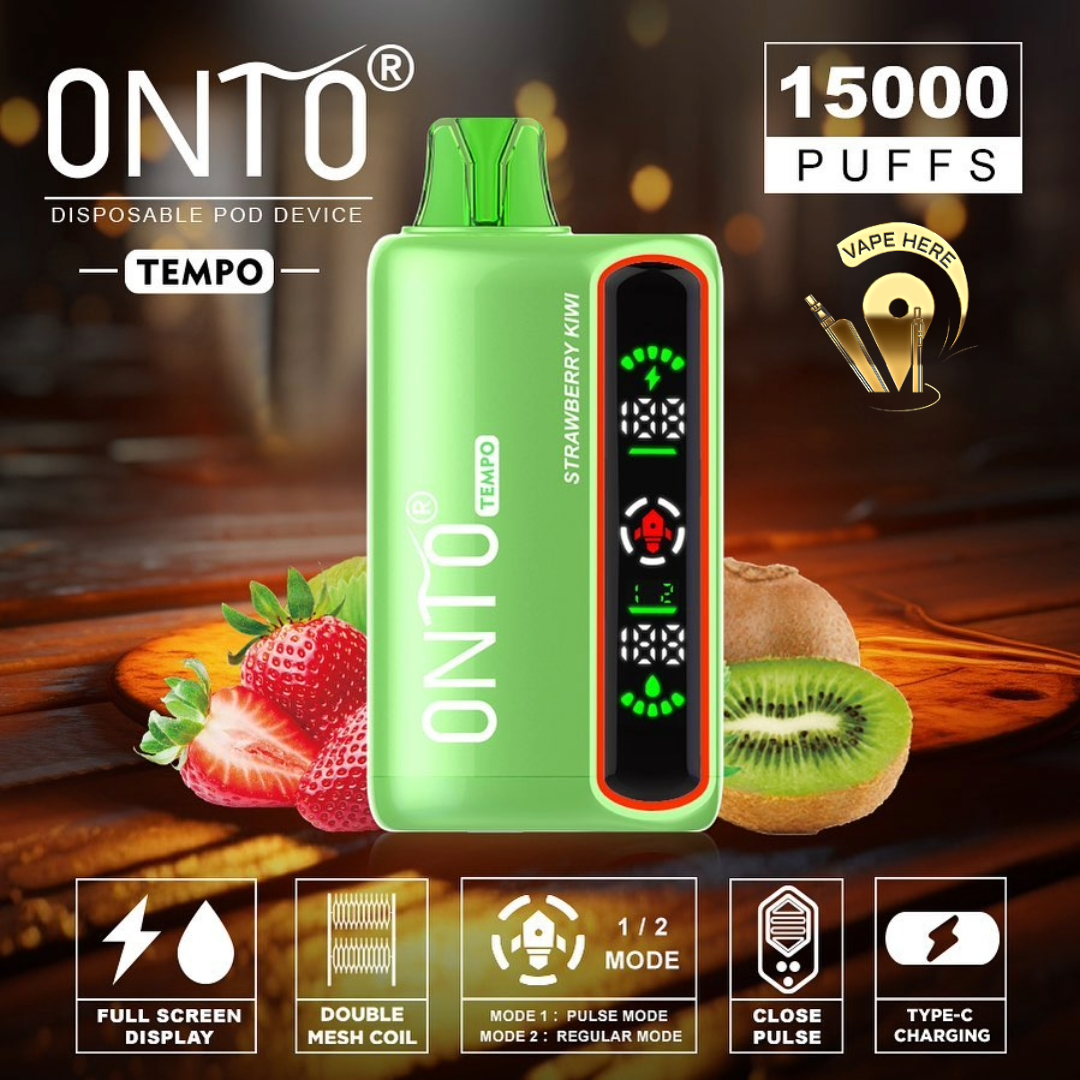 ONTO TEMPO 15000 Puffs Display Disposable Vape Strawberry Kiwi UAE Dubai