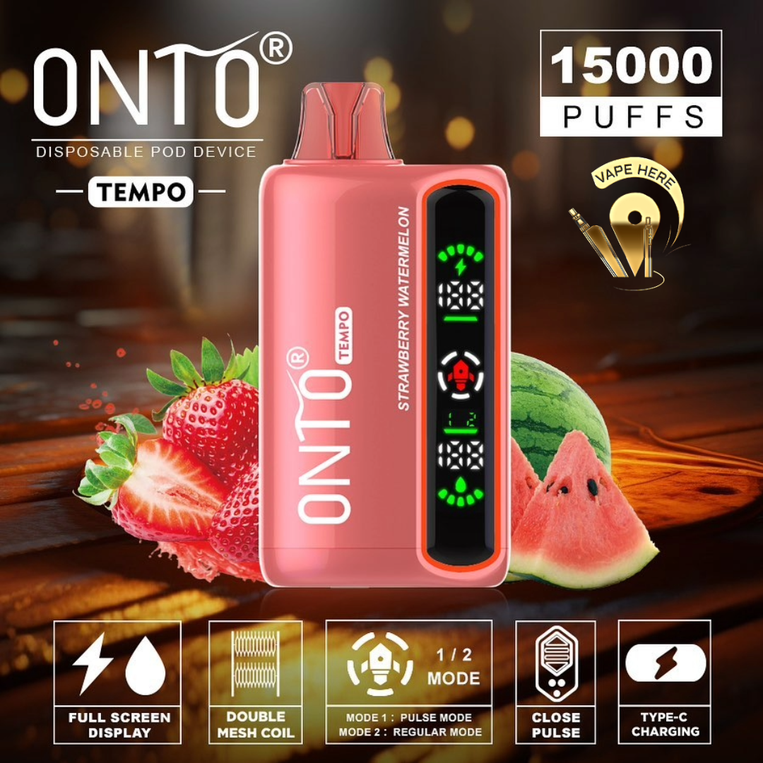 ONTO TEMPO 15000 Puffs Display Disposable Vape Strawberry Watermelon UAE Al Ain