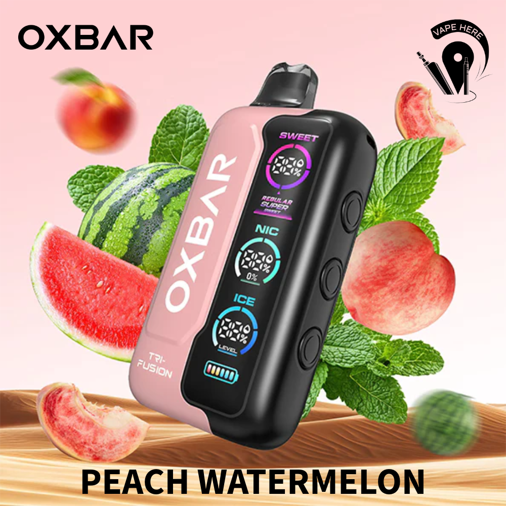 OXBAR TRI FUSION 45K PUFFS DISPOSABLE VAPE (Triple Tank Control) Peach Watermelon UAE Abu Dhabi