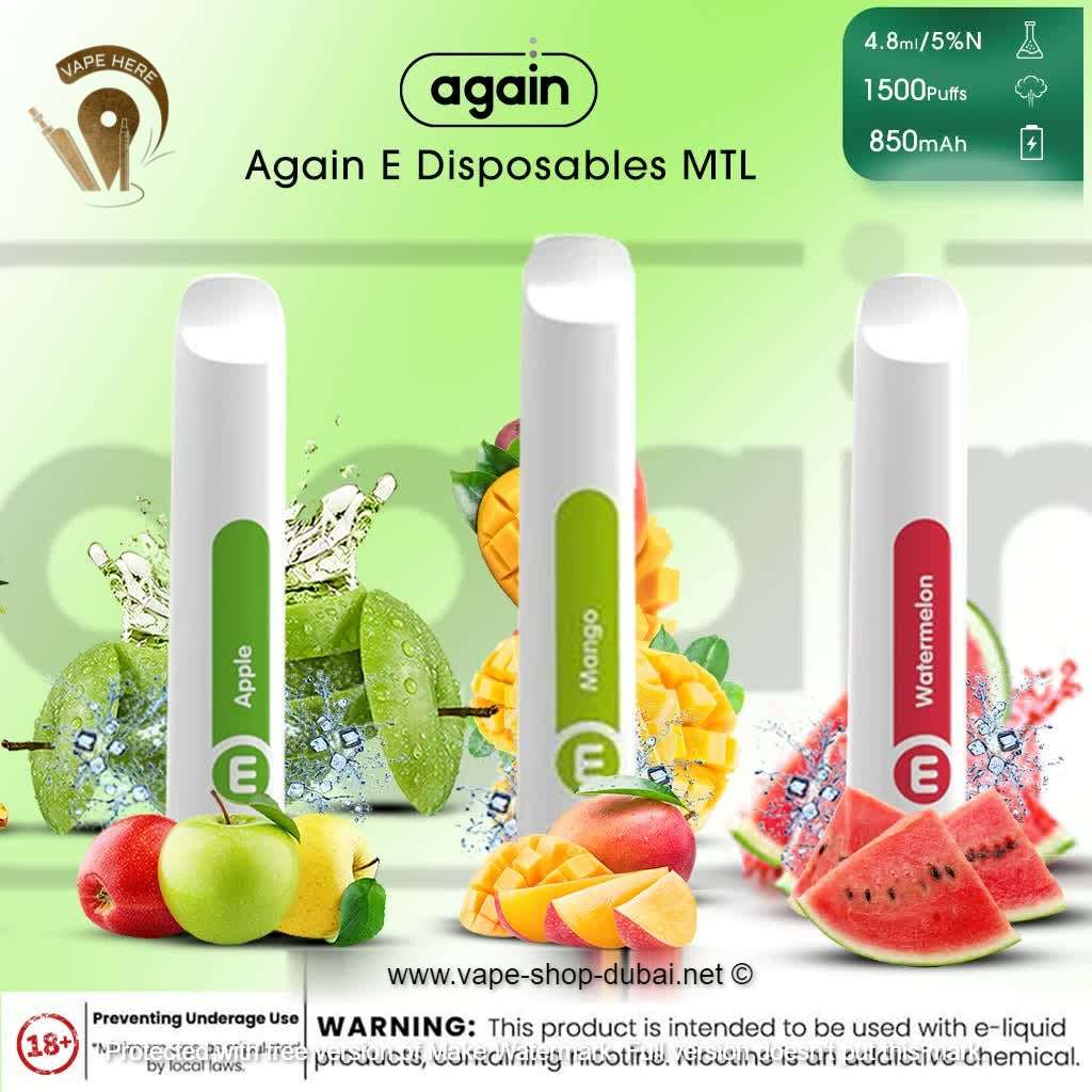 Again E Disposables MTL (50 mg - 1500puffs) - Vape Here Store