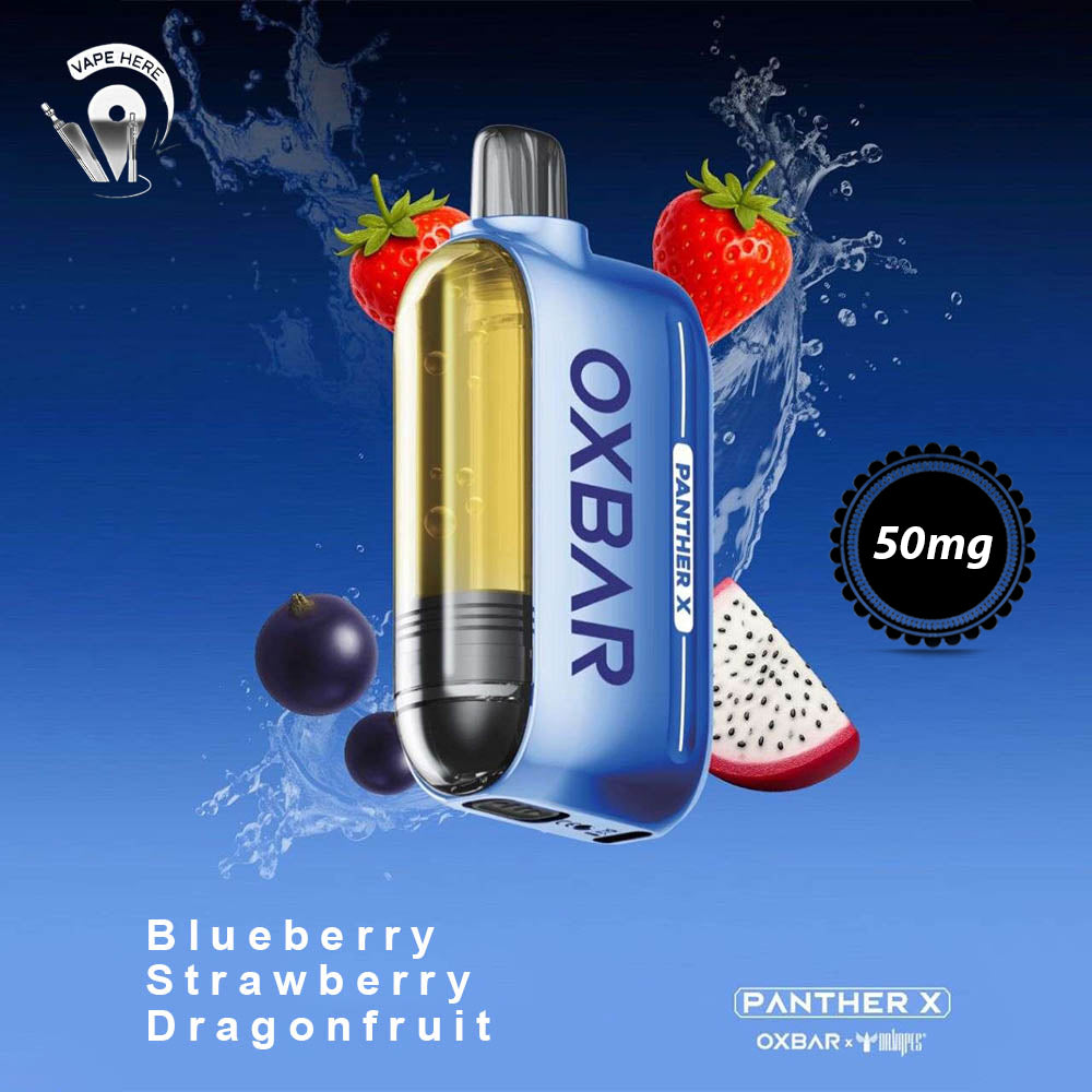 Oxbar_X_Dr_Vapes_Panther_50K_PUFFS_DISPOSABLE_VAPE_Dual_Mesh_LED_Screen_Blueberry_Strawberry_Dragonfruit 50mg UAE Ras Al Khaimah