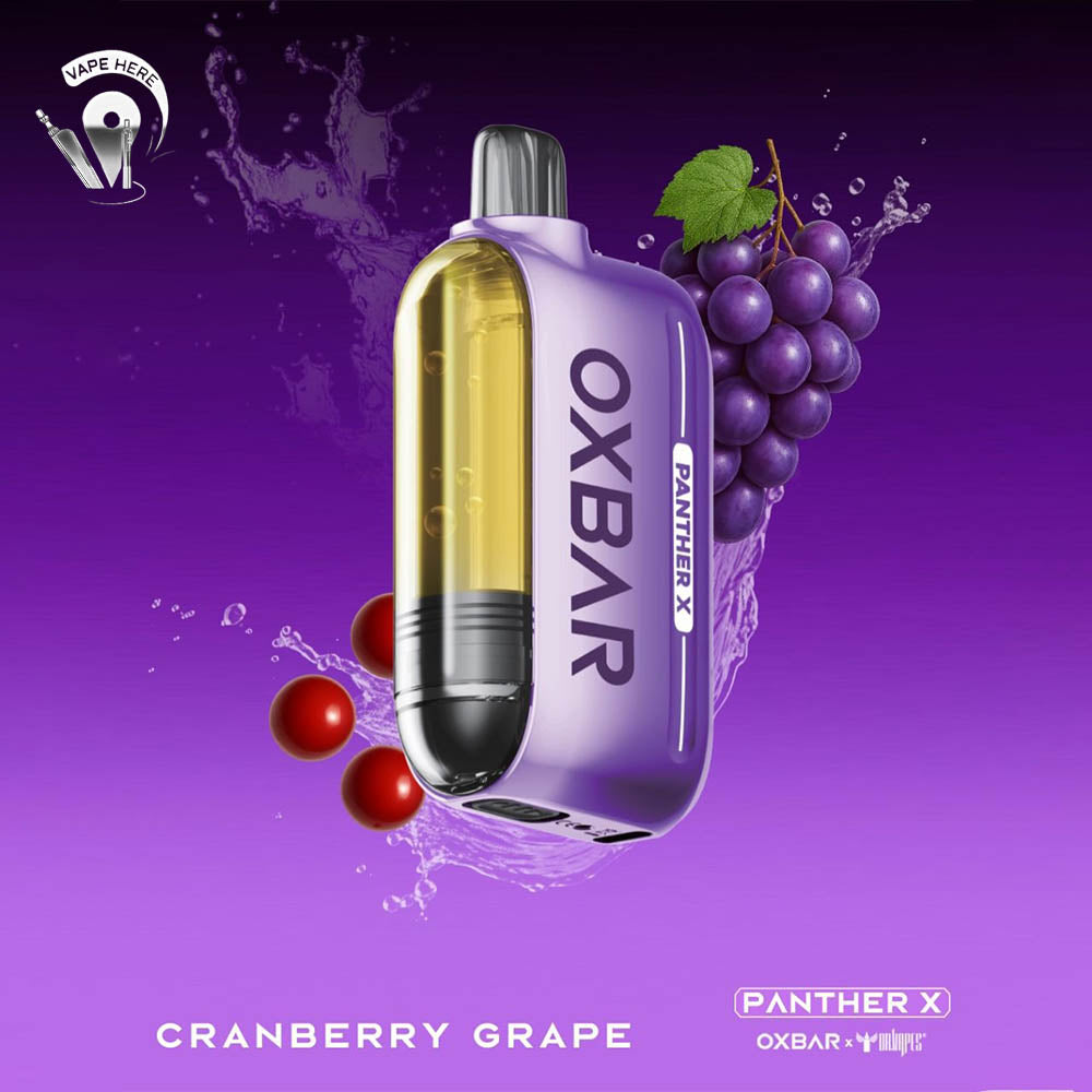 Oxbar X Dr Vapes Panther 50K PUFFS DISPOSABLE VAPE Dual Mesh, LED Screen Cranberry Grape UAE Fujairah