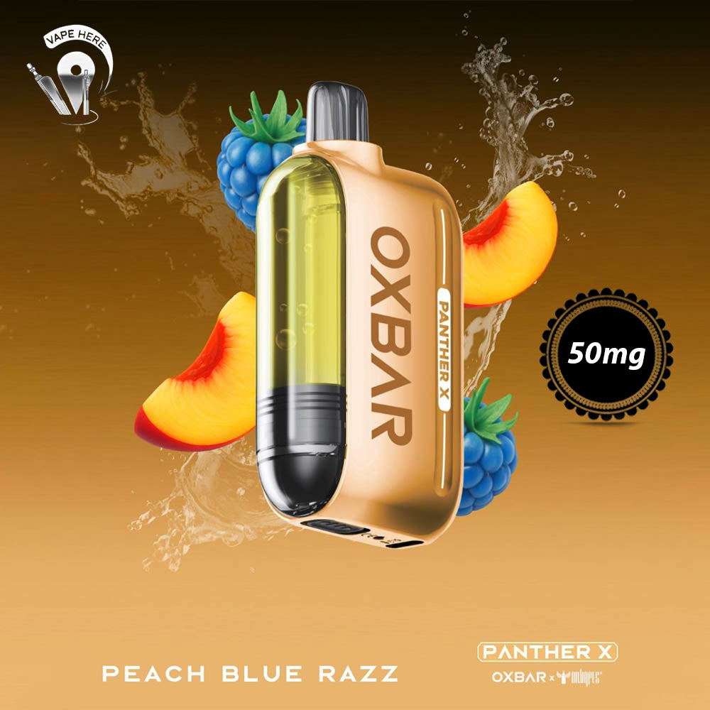 Oxbar_X_Dr_Vapes_Panther_50K_PUFFS_DISPOSABLE_VAPE_Dual_Mesh_LED_Screen_Peach_Blue_Razz 50mg UAE Ras Al Khaimah 