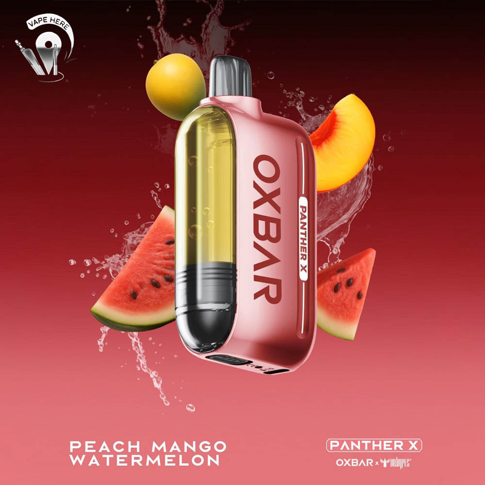Oxbar X Dr Vapes Panther 50K PUFFS DISPOSABLE VAPE Dual Mesh, LED Screen Peach Mango Watermelon