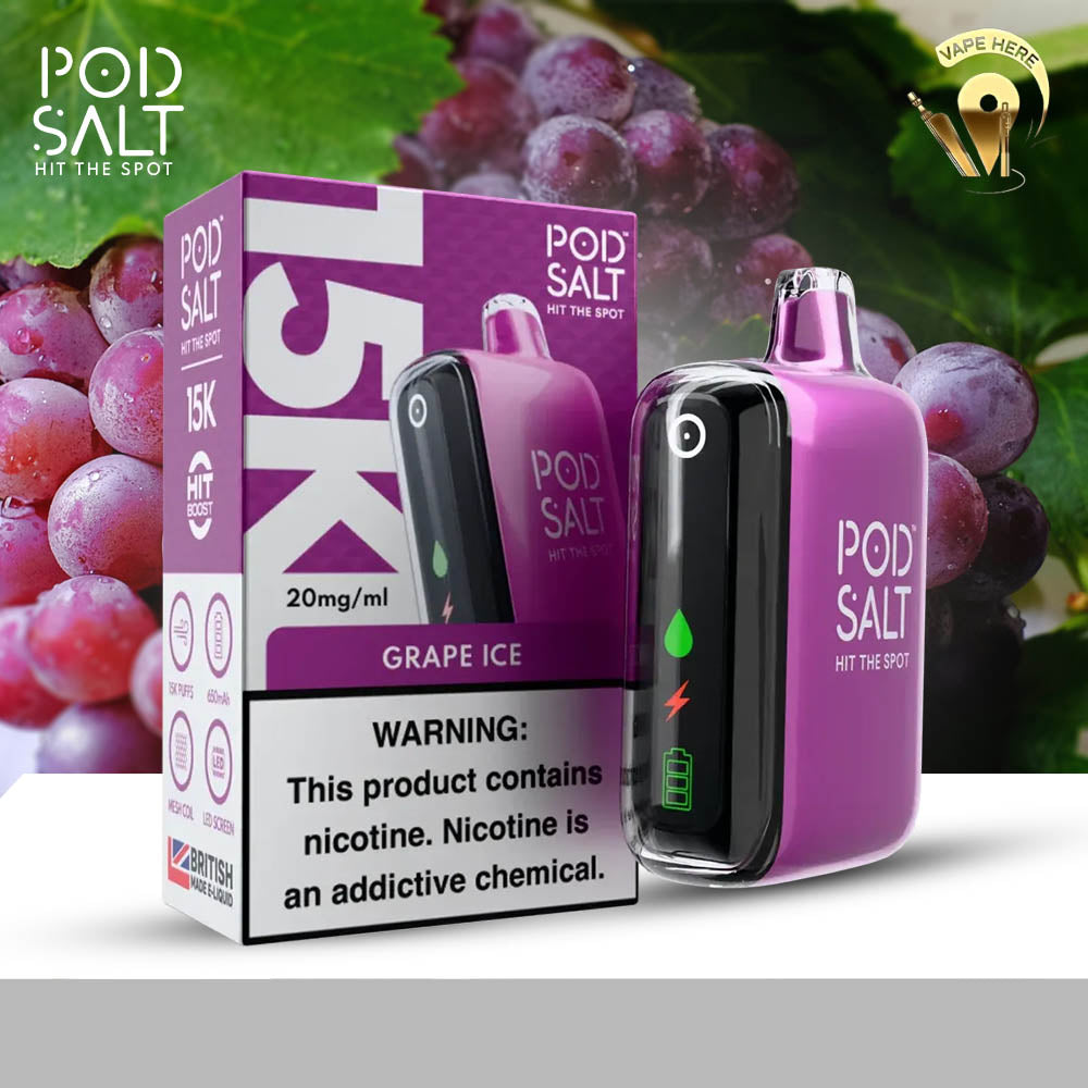 POD SALT 15000 PUFFS DISPOSABLE VAPE 20MG Grape Ice UAE Sharjah
