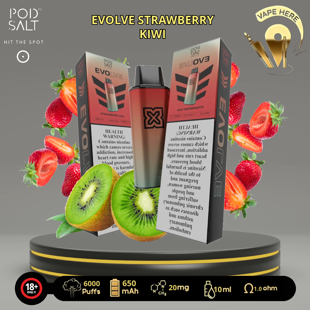 POD SALT EVOLVE 6000 PUFFS 20 MG DISPOASABLE VAPE Strawberry Kiwi