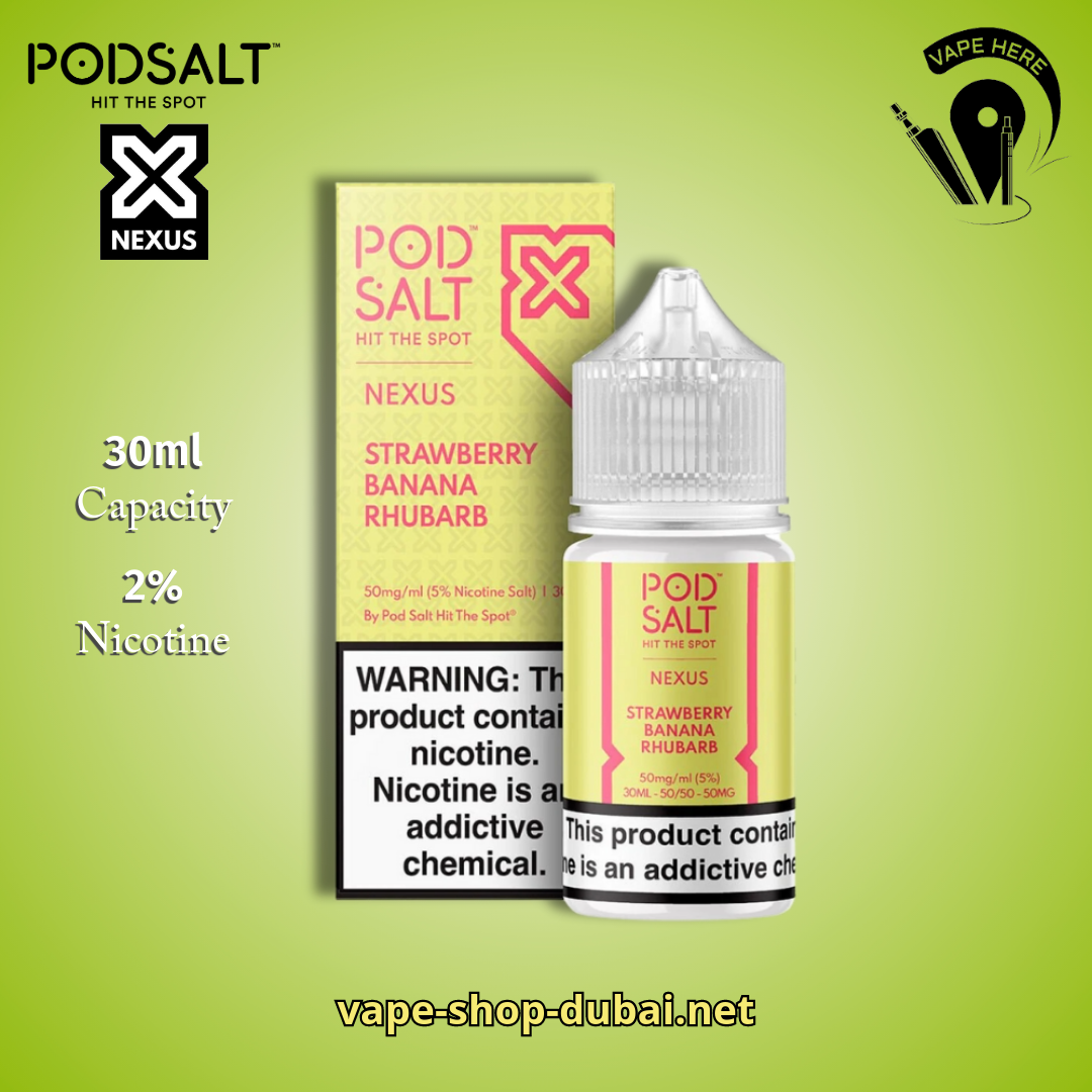 POD SALT NEXUS SALT NIC 20MG 30ML Strawberry Banana Rhubarb UAE Dubai