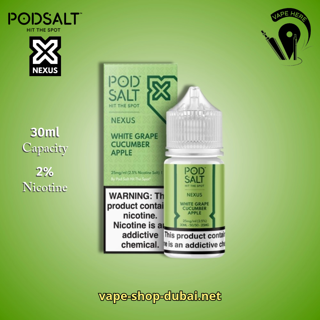 POD SALT NEXUS SALT NIC 20MG 30ML White Grape Cucumber AppleUAE Ajman