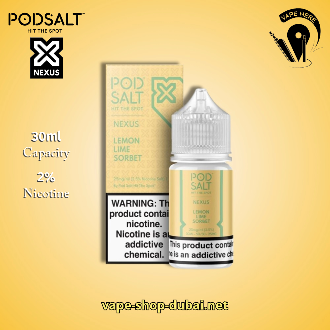 POD SALT NEXUS SALT NIC 20MG 30ML Lemon Lime Sorbet UAE Umm Al Quwain