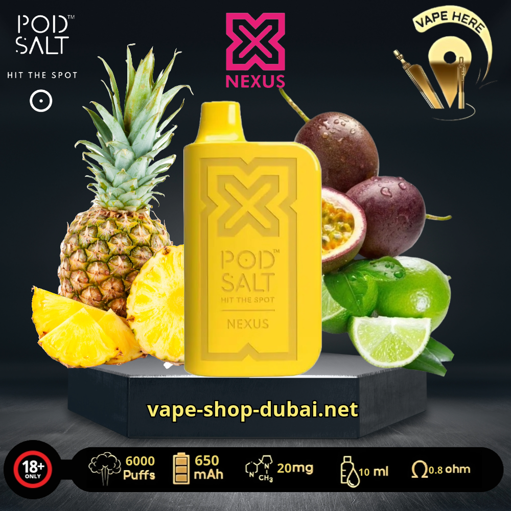 PODSALT NEXUS 6000 PUFFS DISPOSABLE VAPE Pineapple Passion Lime