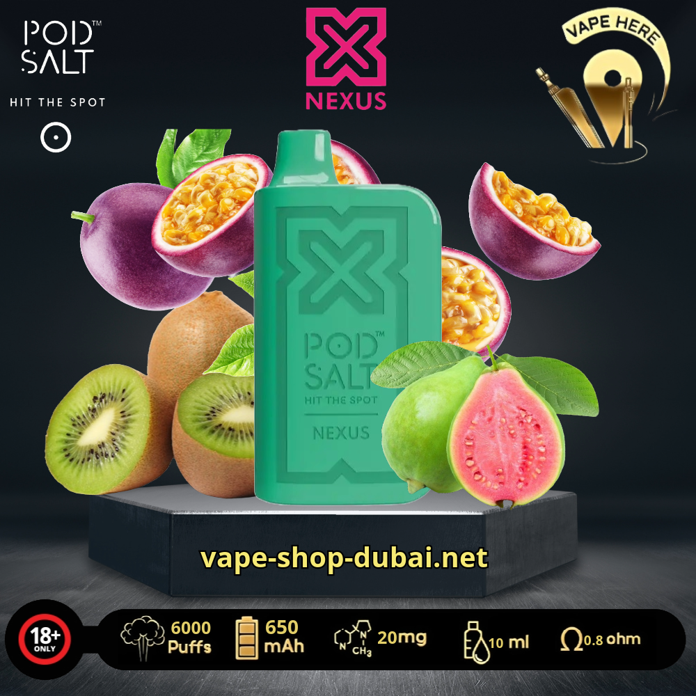 PODSALT NEXUS 6000 PUFFS DISPOSABLE VAPE Kiwi Guava Passion