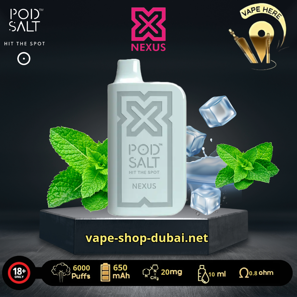 PODSALT NEXUS 6000 PUFFS DISPOSABLE VAPE Ice Mint