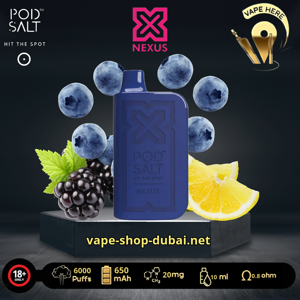 PODSALT NEXUS 6000 PUFFS DISPOSABLE VAPE Blueberry Blackberry Lemonade