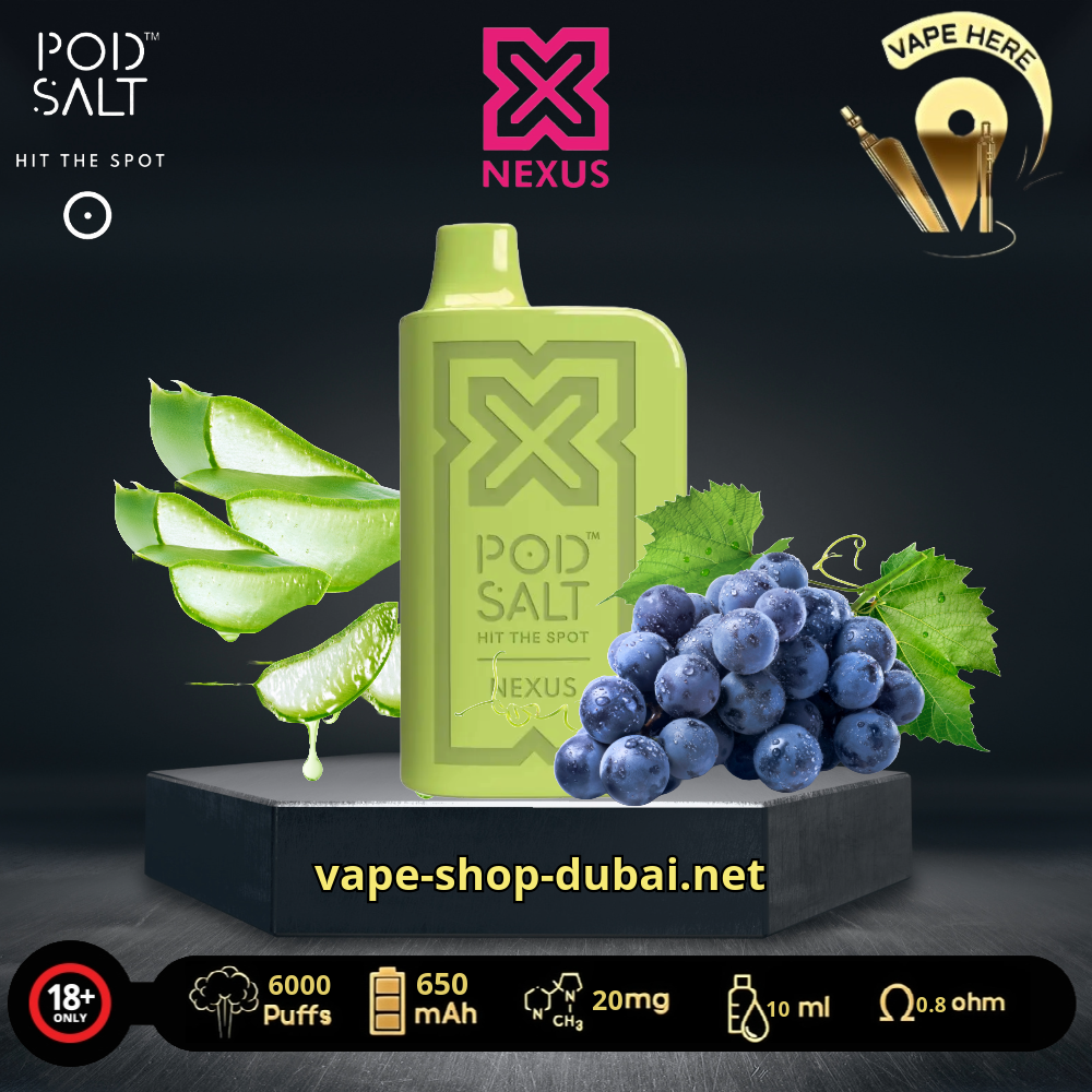 PODSALT NEXUS 6000 PUFFS DISPOSABLE VAPE Aloe Grape