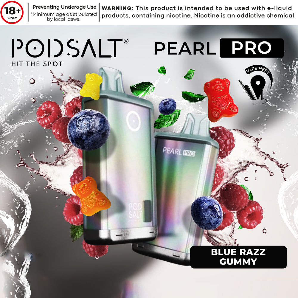 POD SALT PEARL PRO 10000 PUFFS DISPOSABLE VAPE 20MG Blue Razz Gummy UAE Sharjah