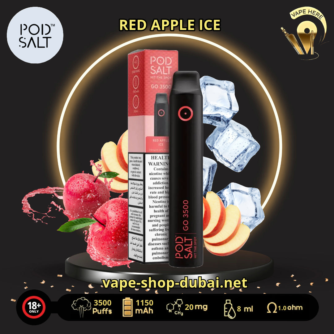 PS GO 3500 PUFFS DISPOSABLE VAPE Red Apple Ice Abu Dhabi