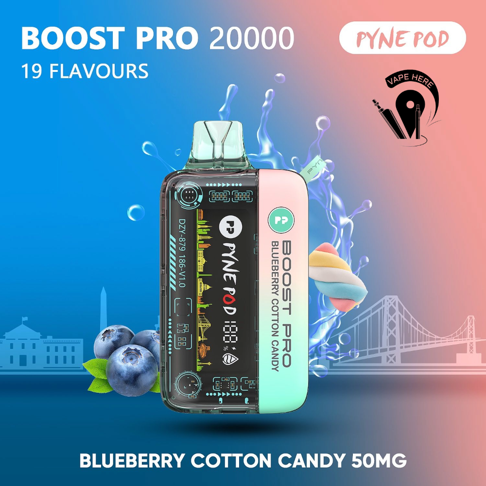 PYNE POD BOOST PRO 20000 PUFFS DISPOSABLE VAPE Blueberry Cotton Candy UAE Fujairah