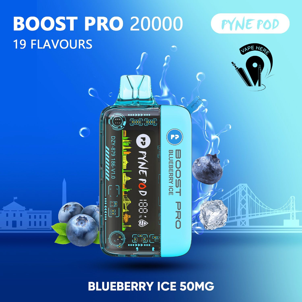 PYNE POD BOOST PRO 20000 PUFFS DISPOSABLE VAPE Blueberry Ice UAE Dubai