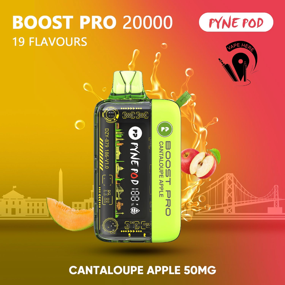 PYNE POD BOOST PRO 20000 PUFFS DISPOSABLE VAPE Cantaloupe Apple UAE Abu Dhabi