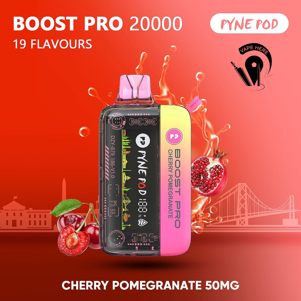 PYNE POD BOOST PRO 20000 PUFFS DISPOSABLE VAPE Cherry Pomegranate UAE Al Ain