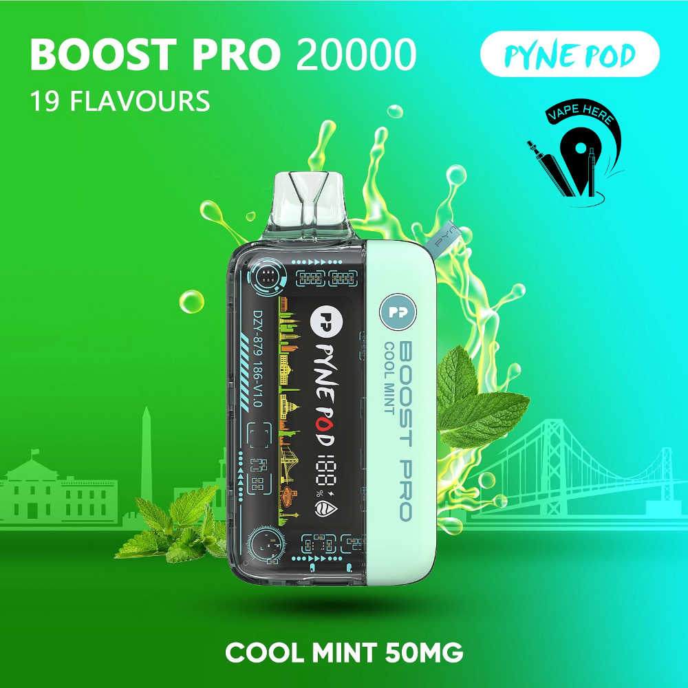 PYNE POD BOOST PRO 20000 PUFFS DISPOSABLE VAPE Cool Mint UAE Ras Al Khaimah