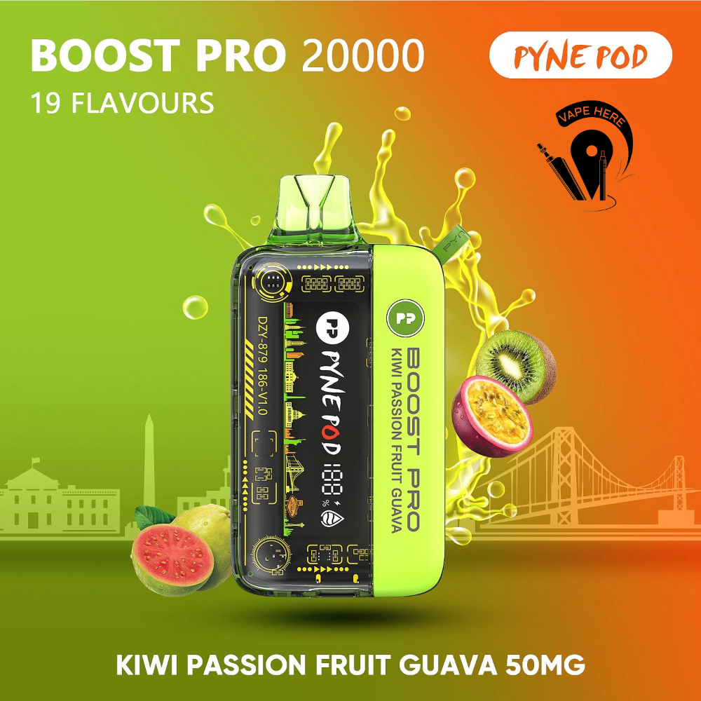 PYNE POD BOOST PRO 20000 PUFFS DISPOSABLE VAPE Kiwi Passionfruit Guava UAE Ajman