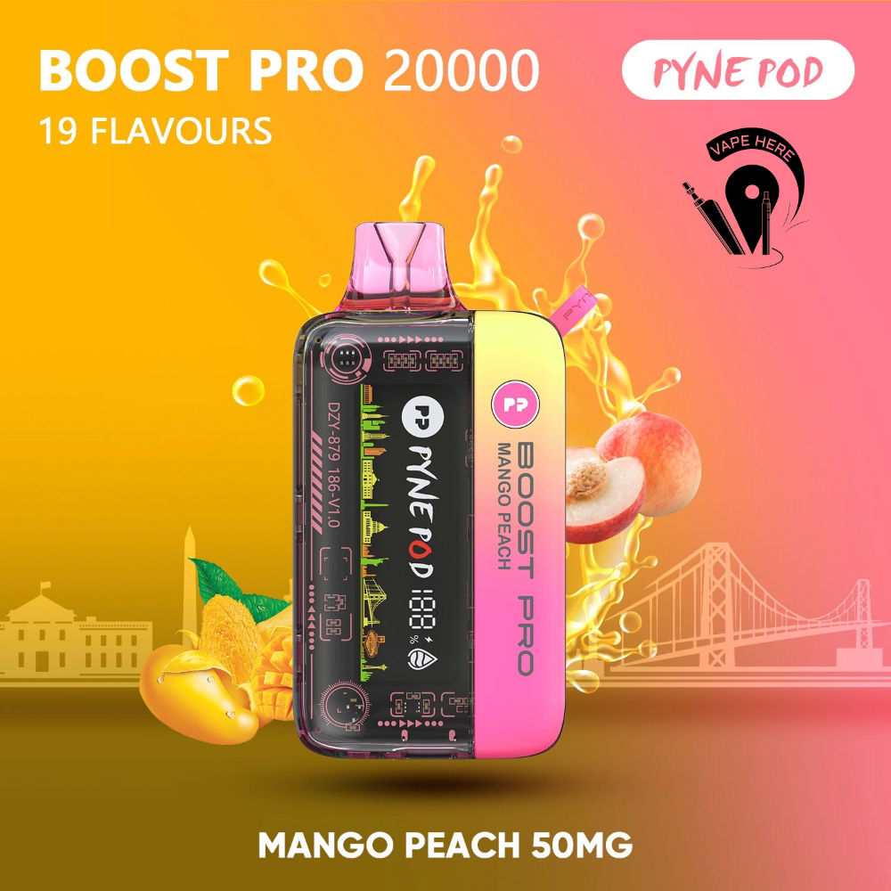 PYNE POD BOOST PRO 20000 PUFFS DISPOSABLE VAPE Mango Peach UAE Dubai