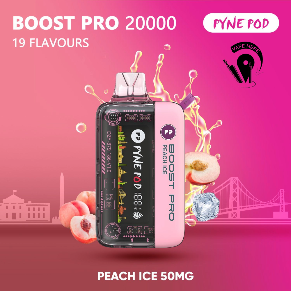 PYNE POD BOOST PRO 20000 PUFFS DISPOSABLE VAPE Peach Ice UAE Al Ras Al Khaimah
