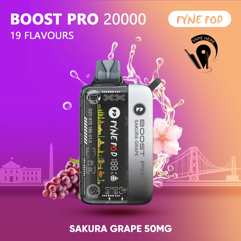 PYNE POD BOOST PRO 20000 PUFFS DISPOSABLE VAPE Sakura Grape UAE Al Ain