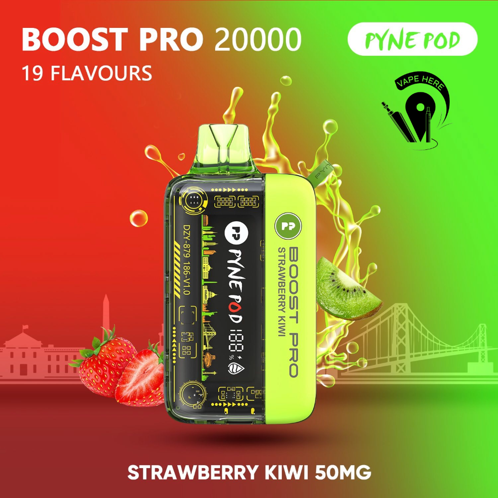 PYNE POD BOOST PRO 20000 PUFFS DISPOSABLE VAPE Strawberry Kiwi UAE Al Ain
