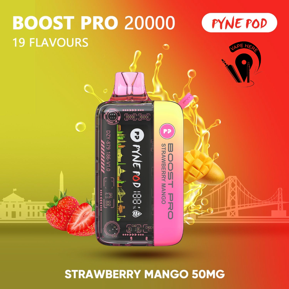 PYNE POD BOOST PRO 20000 PUFFS DISPOSABLE VAPE Strawberry Mango UAE Ras Al Khaimah