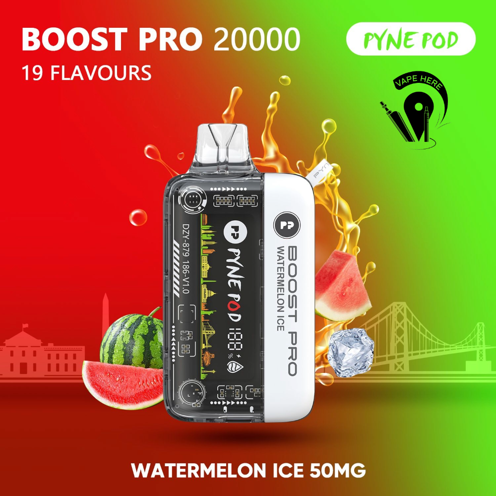 PYNE POD BOOST PRO 20000 PUFFS DISPOSABLE VAPE Watermelon Ice UAE Ras Al Khaimah