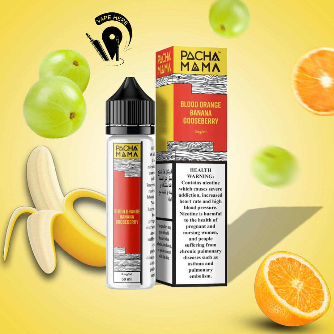 Pacha Mama Juice 20mg ESMA Approved Nic Salt 30ml Blood Orange Banana Gooseberry UAE Al Ain