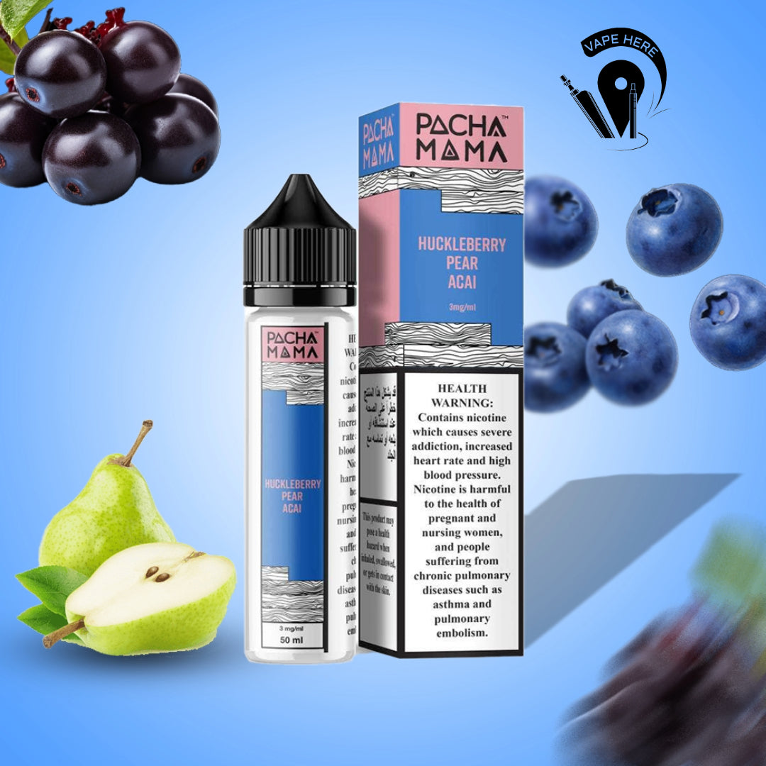 Pacha Mama Juice 20mg ESMA Approved Nic Salt 30ml Huckleverry Peach Acai UAE Sharjah