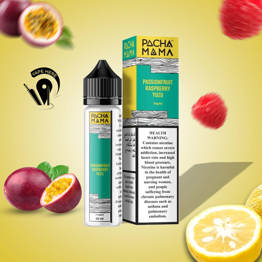 Pacha Mama Juice 20mg ESMA Approved Nic Salt 30ml Passionfruit Raspberry Yuzu UAE Ras Al Khaimah