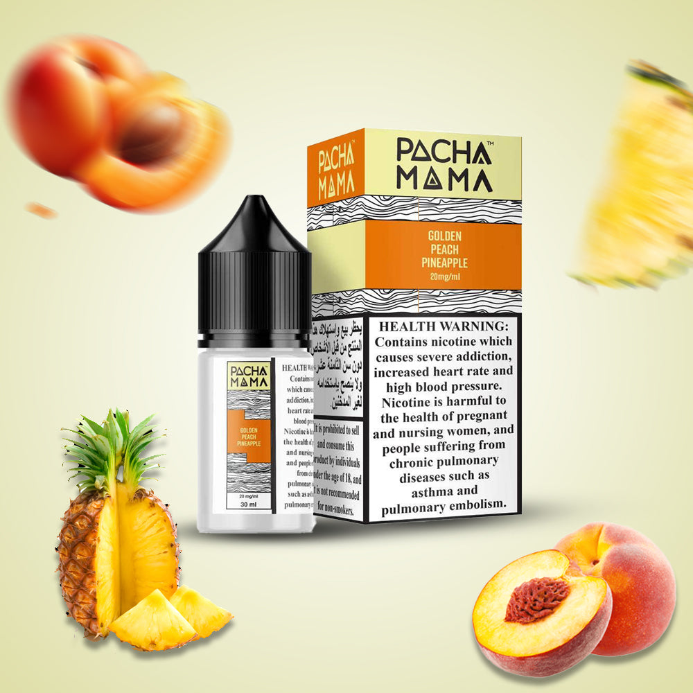 Pacha Mama Juice 20mg ESMA Approved Nic Salt 30ml Golden Peach Pineapple UAE Fujairah