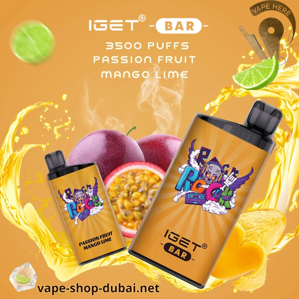 IGET BAR DISPOSABLE VAPE (3500 PUFFS) Passionfruit Mango Lime UAE Abu Dhabi