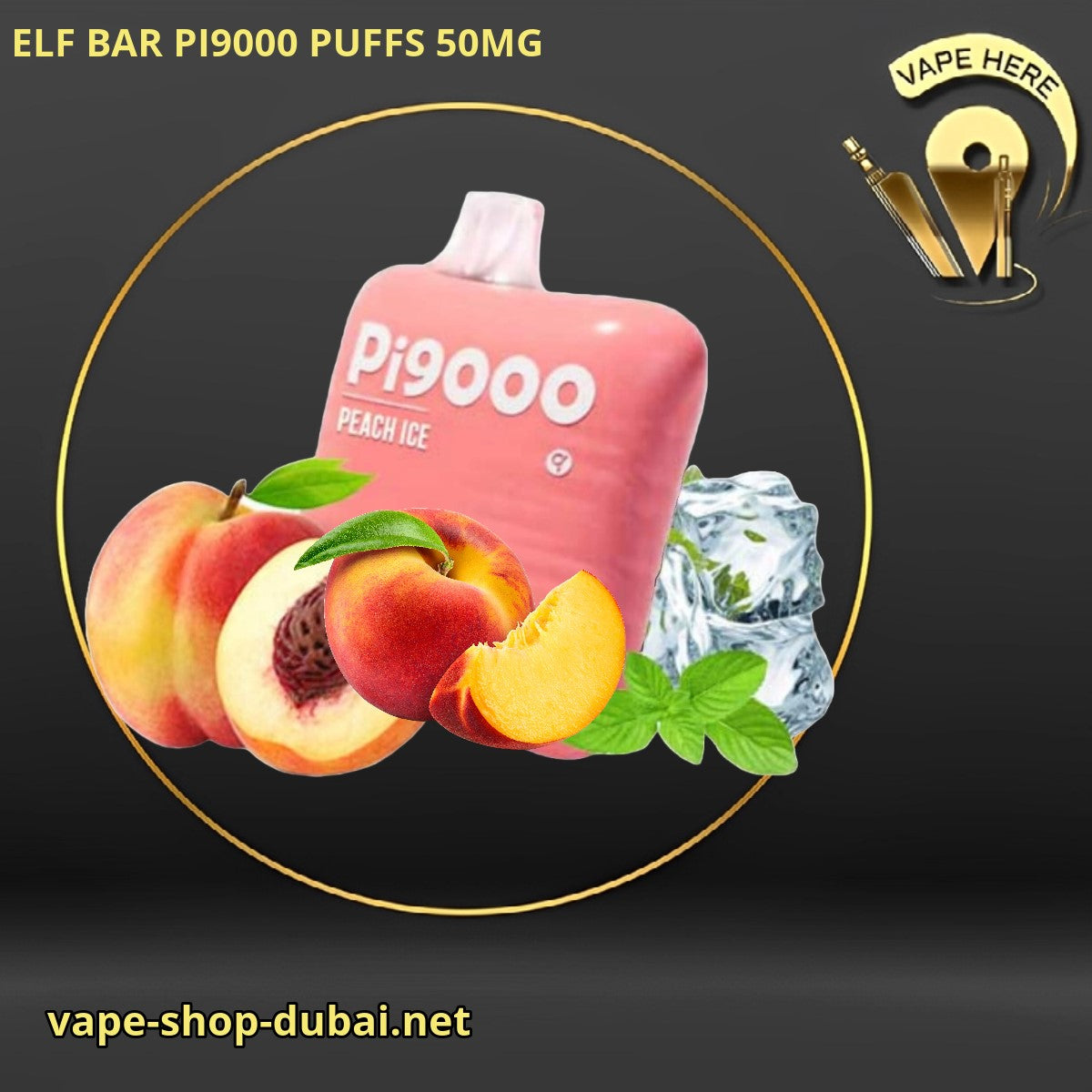 ELF BAR PI9000 9000 PUFFS 50MG DISPOSABLE VAPE Peach Ice UAE Ajman